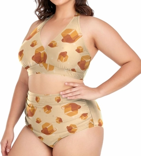 Exnundod Women Plus Size Bikini Set Duck Hunter Camouflage Two Piece Swimsuits High Waist Tummy Control Bathing Suit