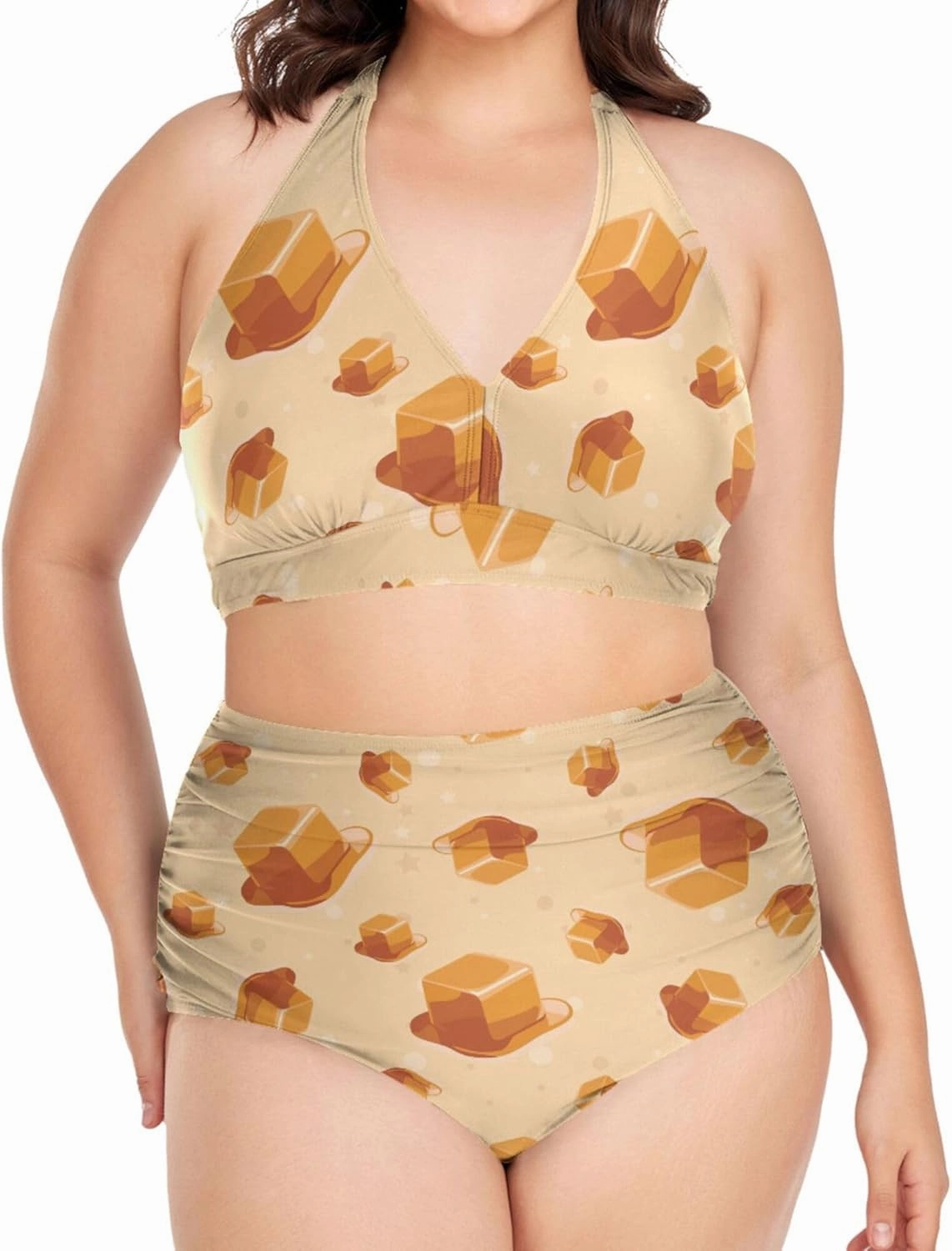 Exnundod Women Plus Size Bikini Set Duck Hunter Camouflage Two Piece Swimsuits High Waist Tummy Control Bathing Suit