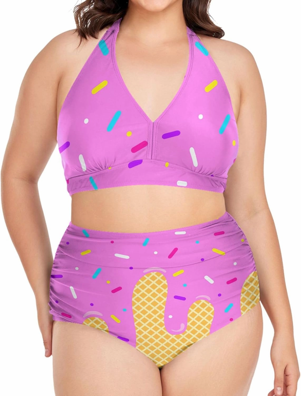 Exnundod Women Plus Size Bikini Set Duck Hunter Camouflage Two Piece Swimsuits High Waist Tummy Control Bathing Suit