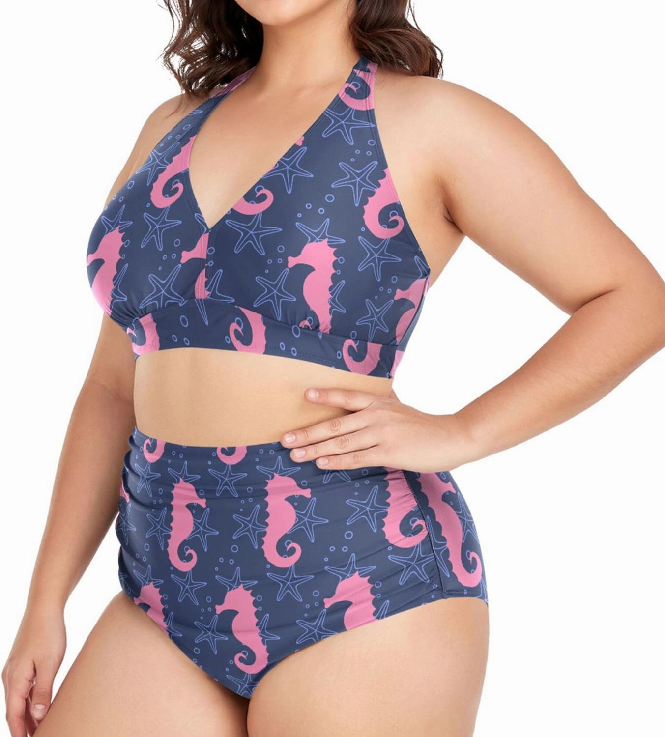 Exnundod Women Plus Size Bikini Set Duck Hunter Camouflage Two Piece Swimsuits High Waist Tummy Control Bathing Suit