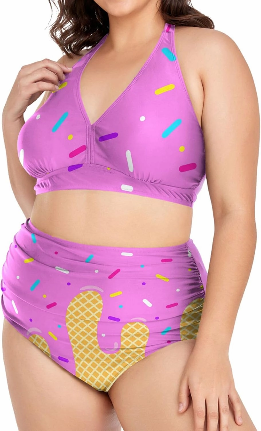 Exnundod Women Plus Size Bikini Set Duck Hunter Camouflage Two Piece Swimsuits High Waist Tummy Control Bathing Suit