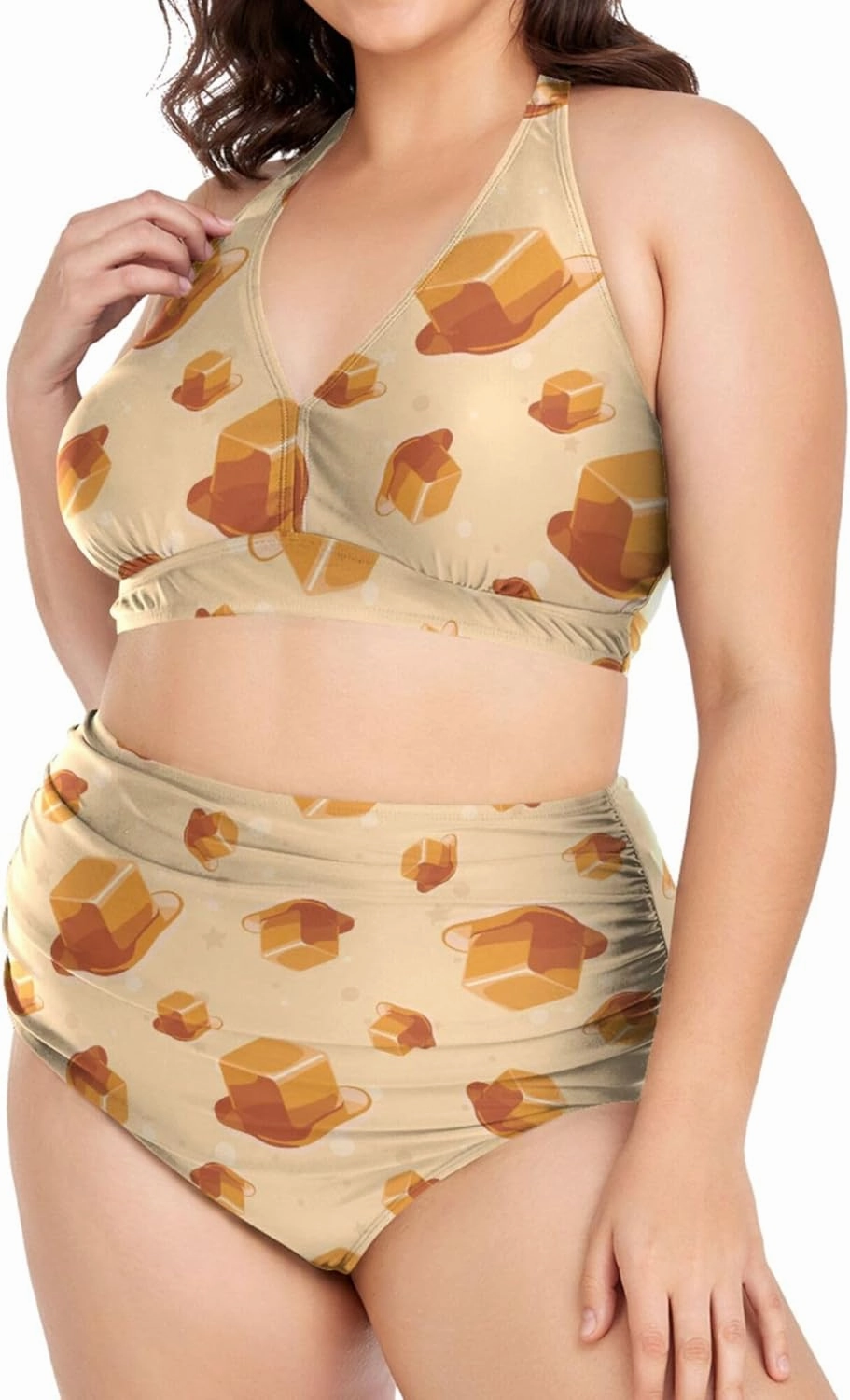 Exnundod Women Plus Size Bikini Set Duck Hunter Camouflage Two Piece Swimsuits High Waist Tummy Control Bathing Suit