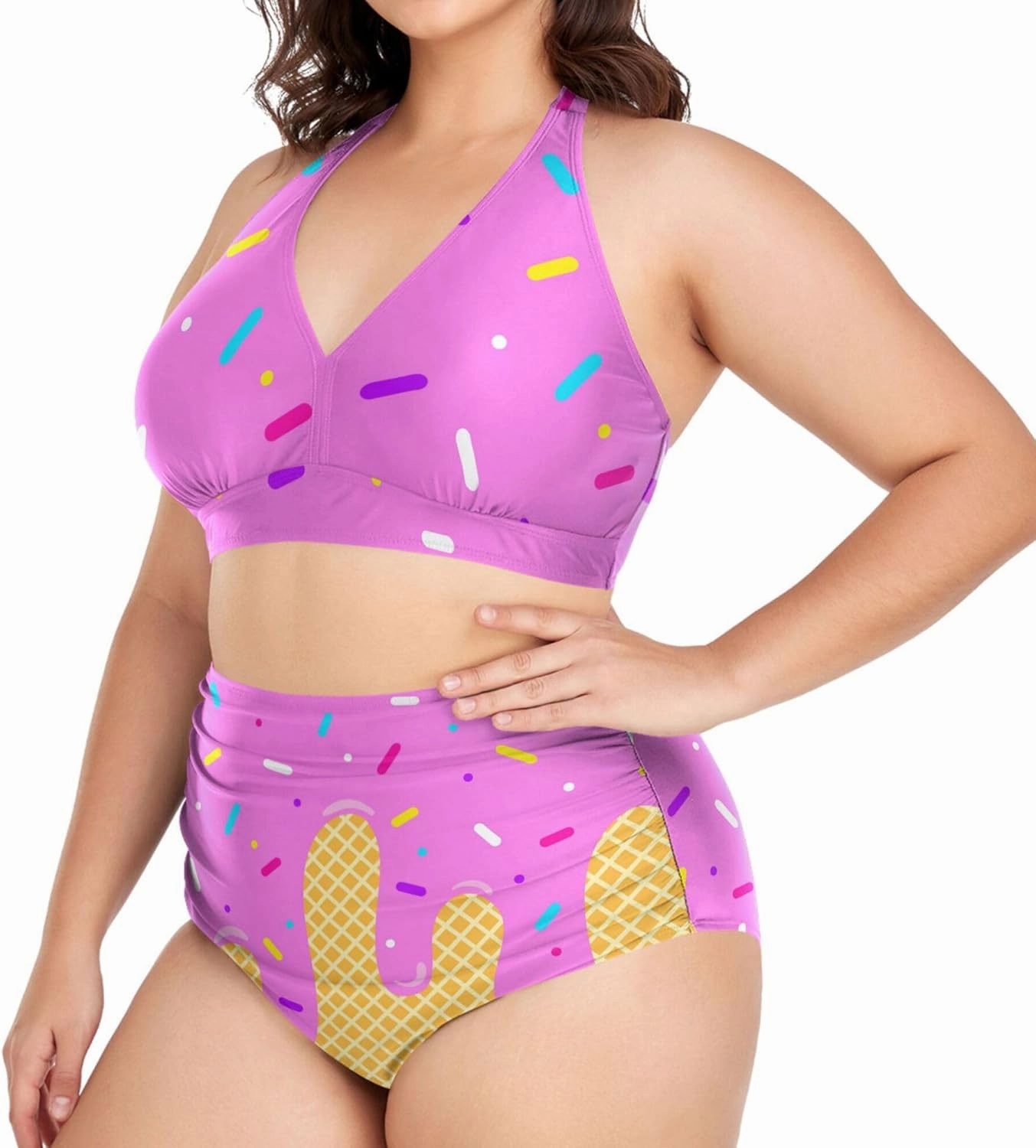 Exnundod Women Plus Size Bikini Set Duck Hunter Camouflage Two Piece Swimsuits High Waist Tummy Control Bathing Suit