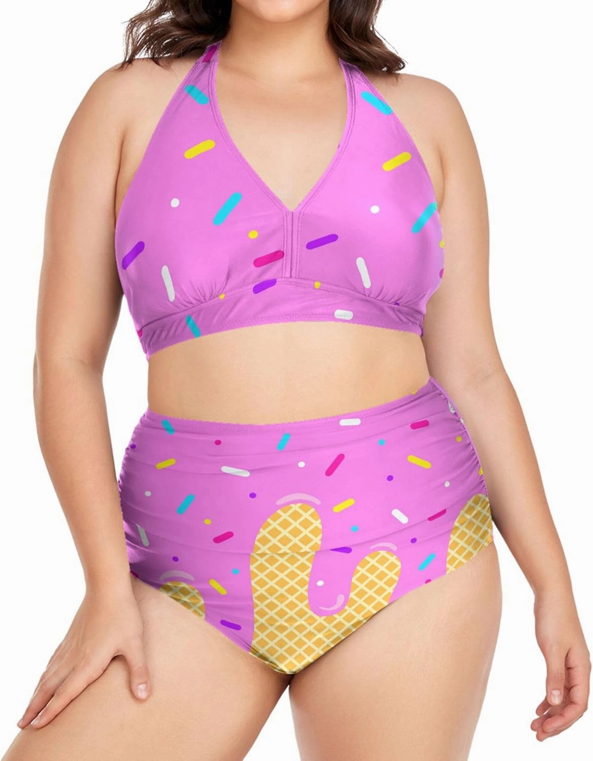 Exnundod Women Plus Size Bikini Set Duck Hunter Camouflage Two Piece Swimsuits High Waist Tummy Control Bathing Suit