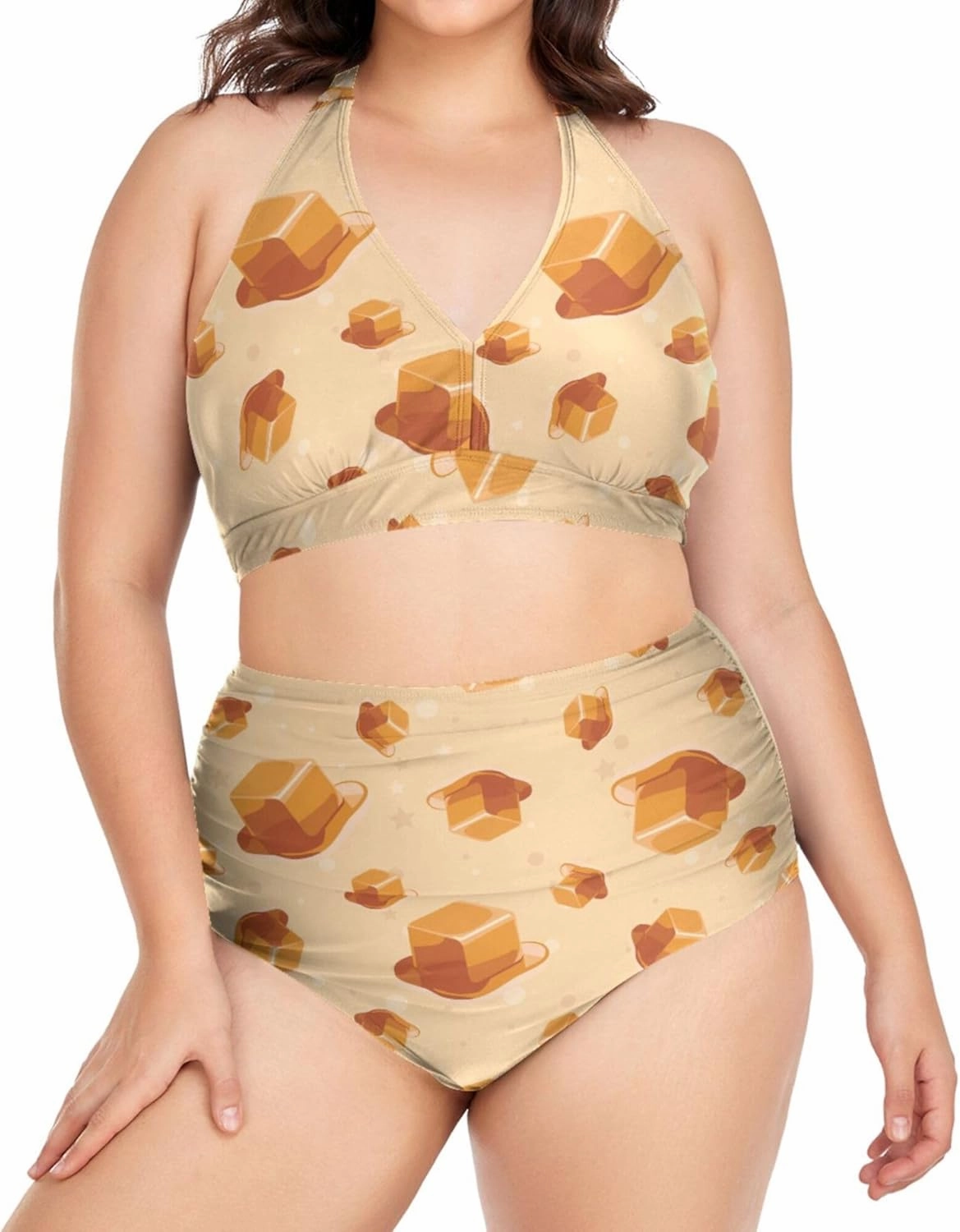 Exnundod Women Plus Size Bikini Set Duck Hunter Camouflage Two Piece Swimsuits High Waist Tummy Control Bathing Suit