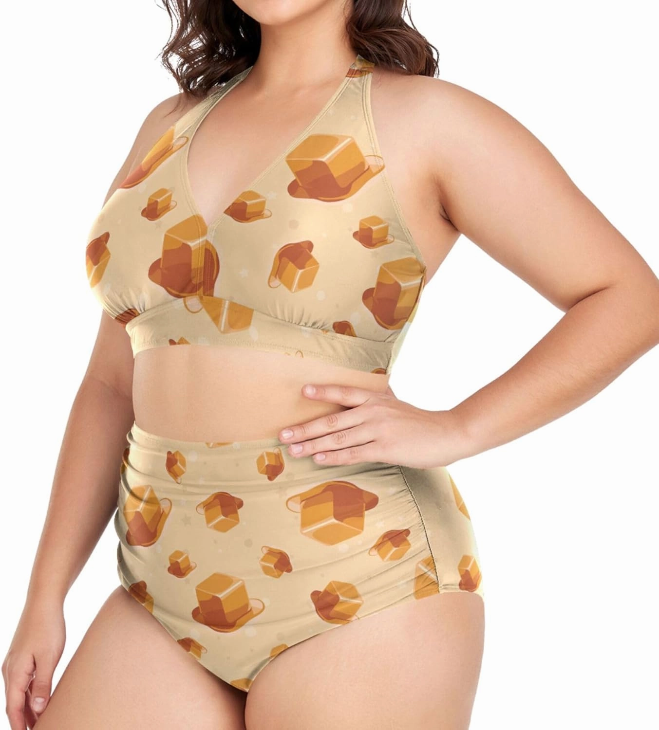Exnundod Women Plus Size Bikini Set Duck Hunter Camouflage Two Piece Swimsuits High Waist Tummy Control Bathing Suit