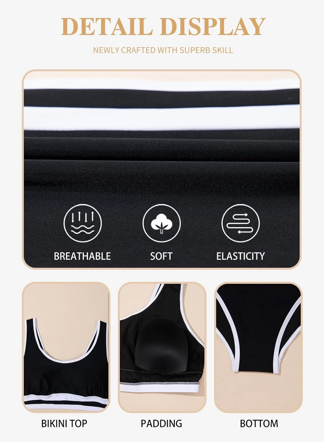Eytino Womens Plus Size Bikini Sets High Waisted Scoop Neck Bahting Suits Two Piece Color Block Swimsuits(1X-5X)