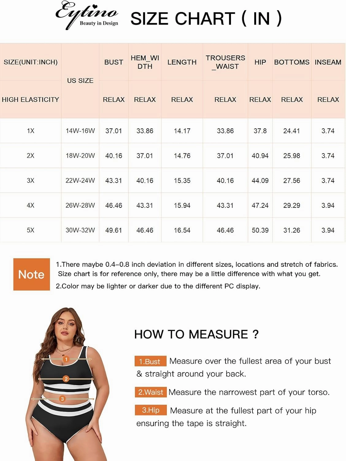 Eytino Womens Plus Size Bikini Sets High Waisted Scoop Neck Bahting Suits Two Piece Color Block Swimsuits(1X-5X)