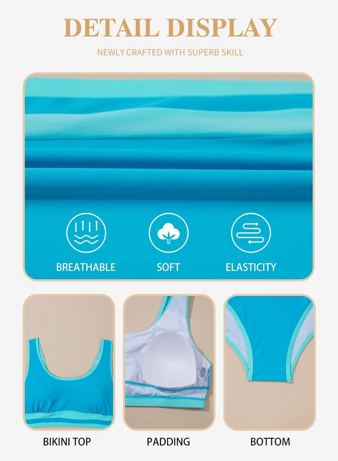 Eytino Womens Plus Size Bikini Sets High Waisted Scoop Neck Bahting Suits Two Piece Color Block Swimsuits(1X-5X)