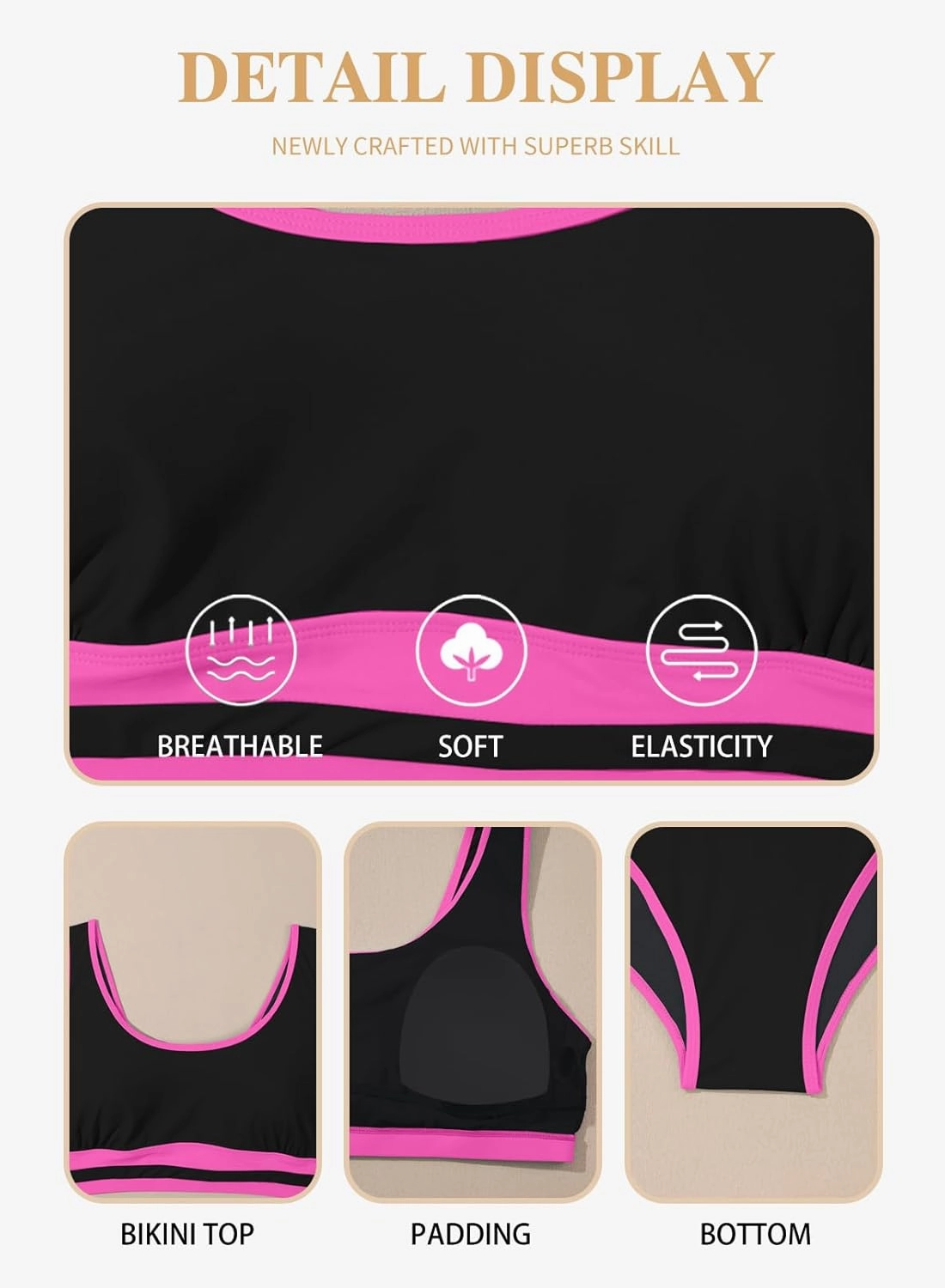 Eytino Womens Plus Size Bikini Sets High Waisted Scoop Neck Bahting Suits Two Piece Color Block Swimsuits(1X-5X)