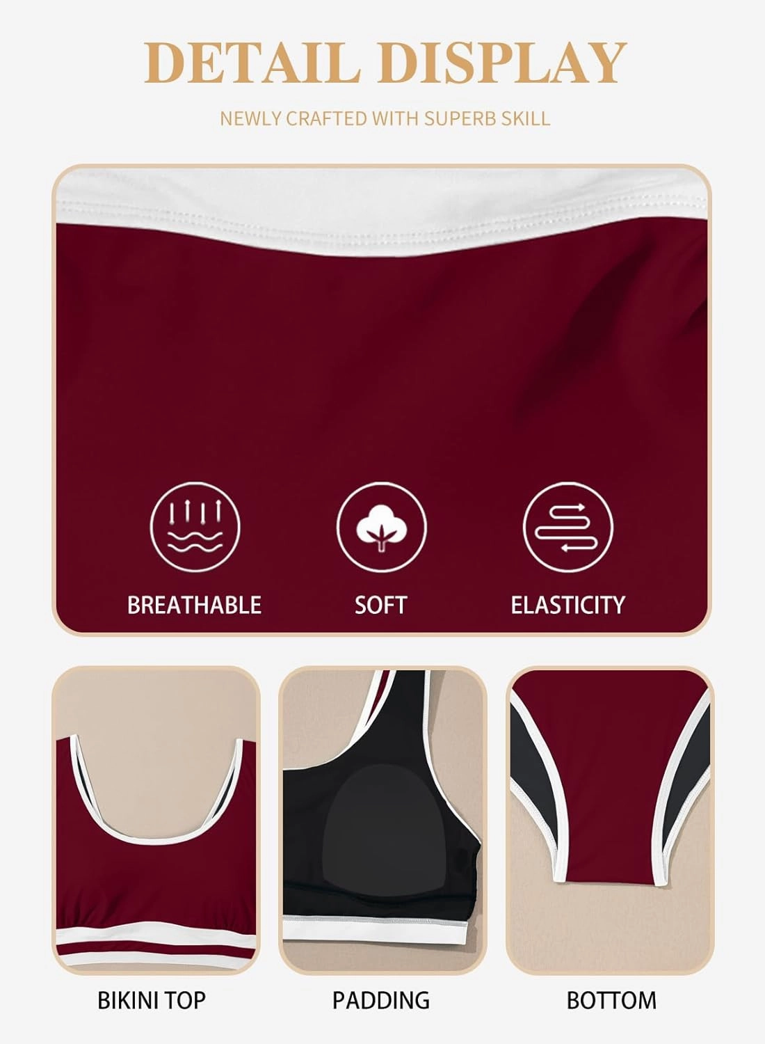 Eytino Womens Plus Size Bikini Sets High Waisted Scoop Neck Bahting Suits Two Piece Color Block Swimsuits(1X-5X)
