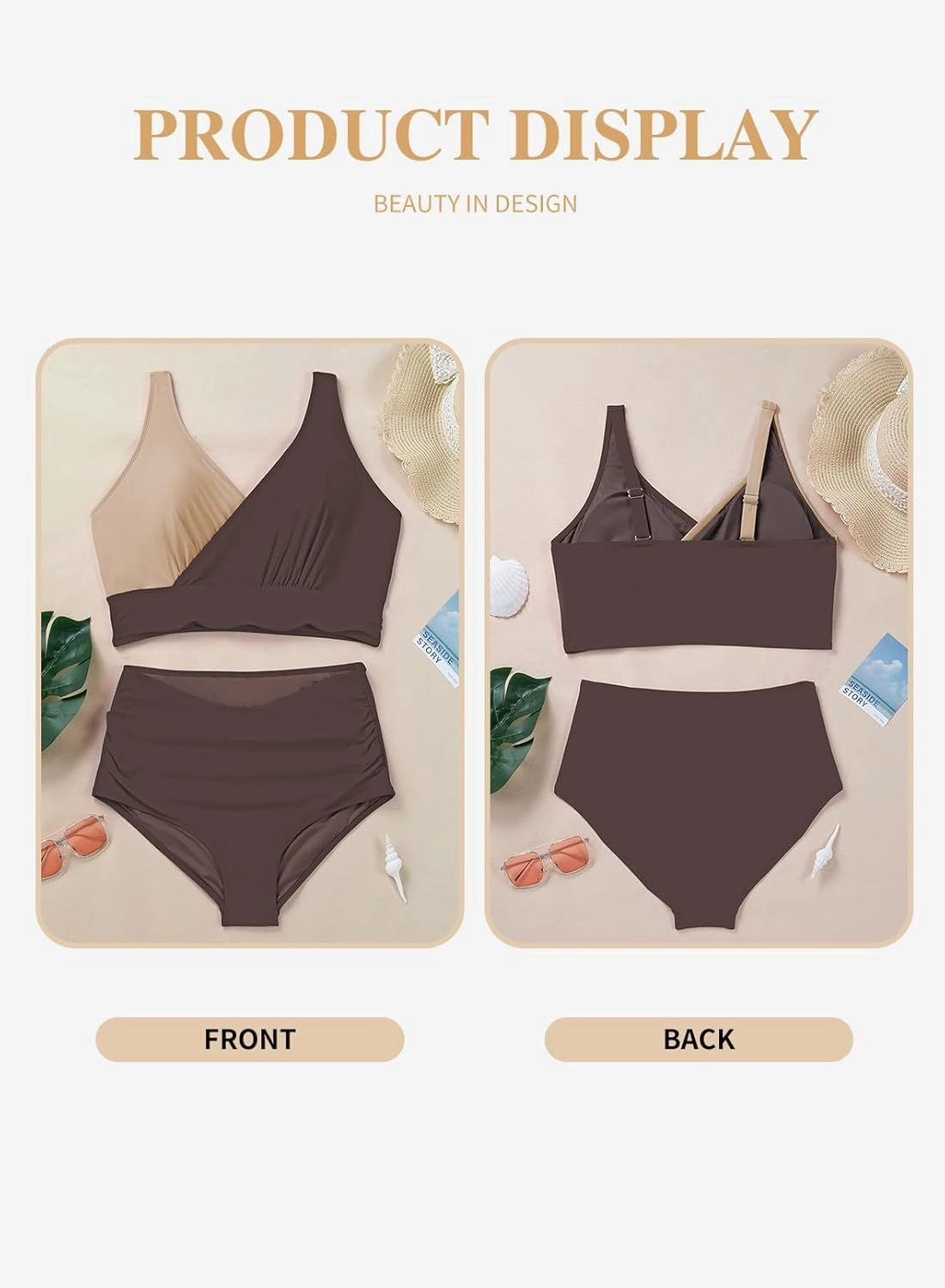 Eytino Womens Plus Size Bikini Sets High Waisted V Neck Bahting Suits Two Piece Color Block Swimsuits(1X-5X)
