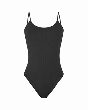 FLAT RIBBED GLORIOUS Body Swimsuit | Black