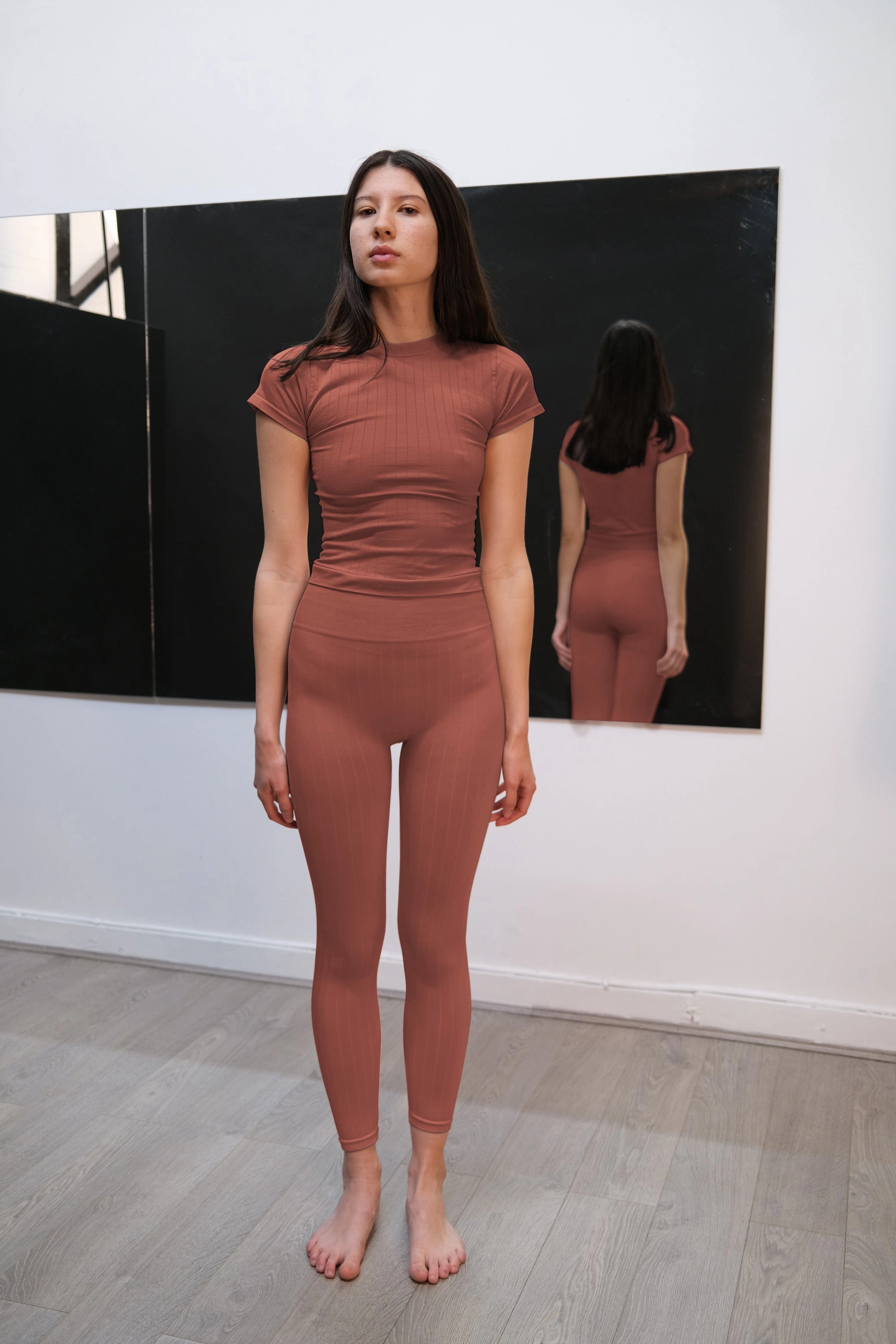 FLAT RIBBED SAPIENT T-Shirt | Rusty Pink