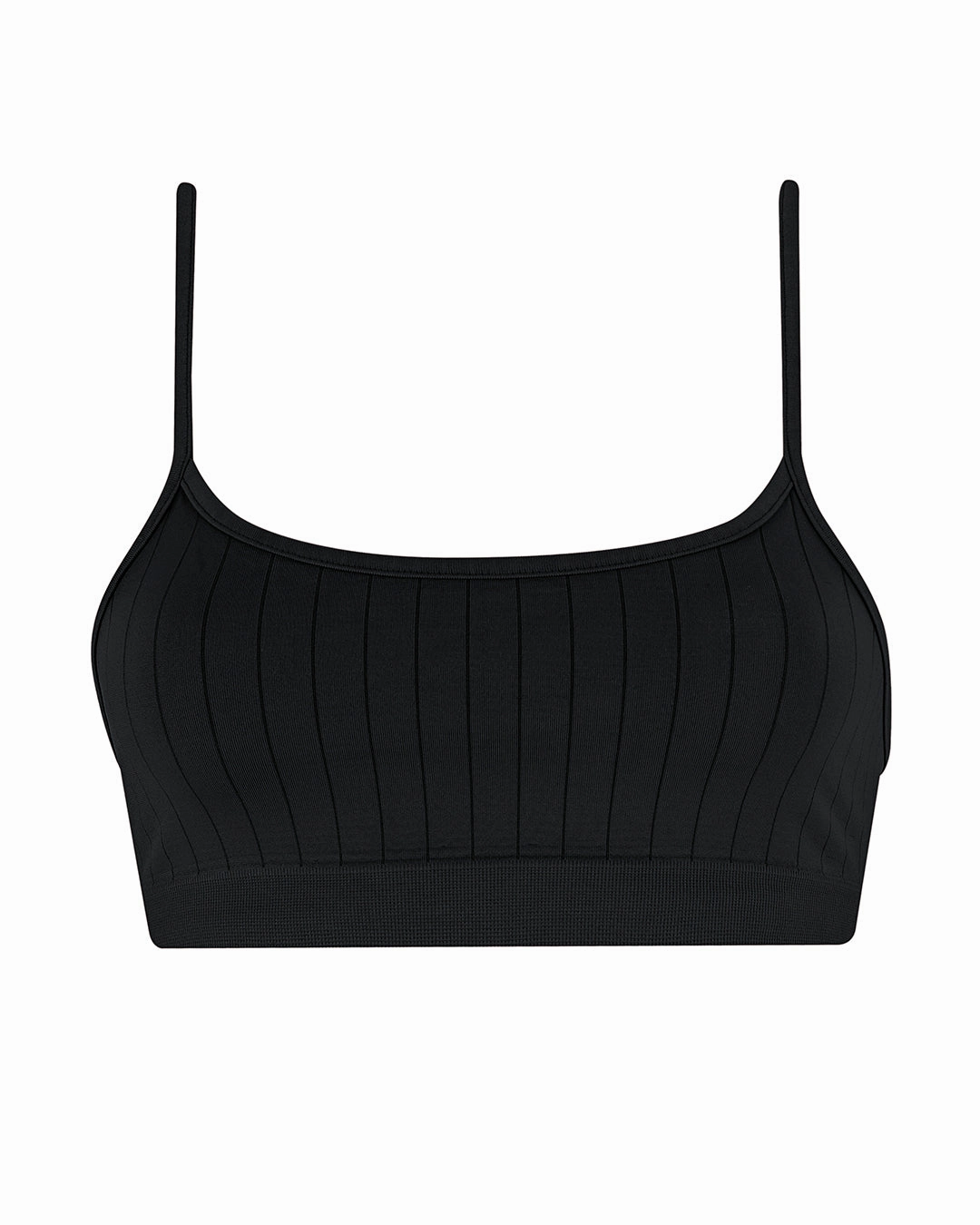 FLAT RIBBED SINCERE Bikini Bra Top | Black
