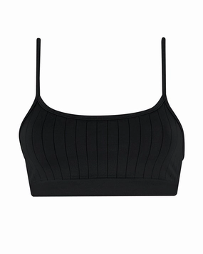 FLAT RIBBED SINCERE Bikini Bra Top | Black