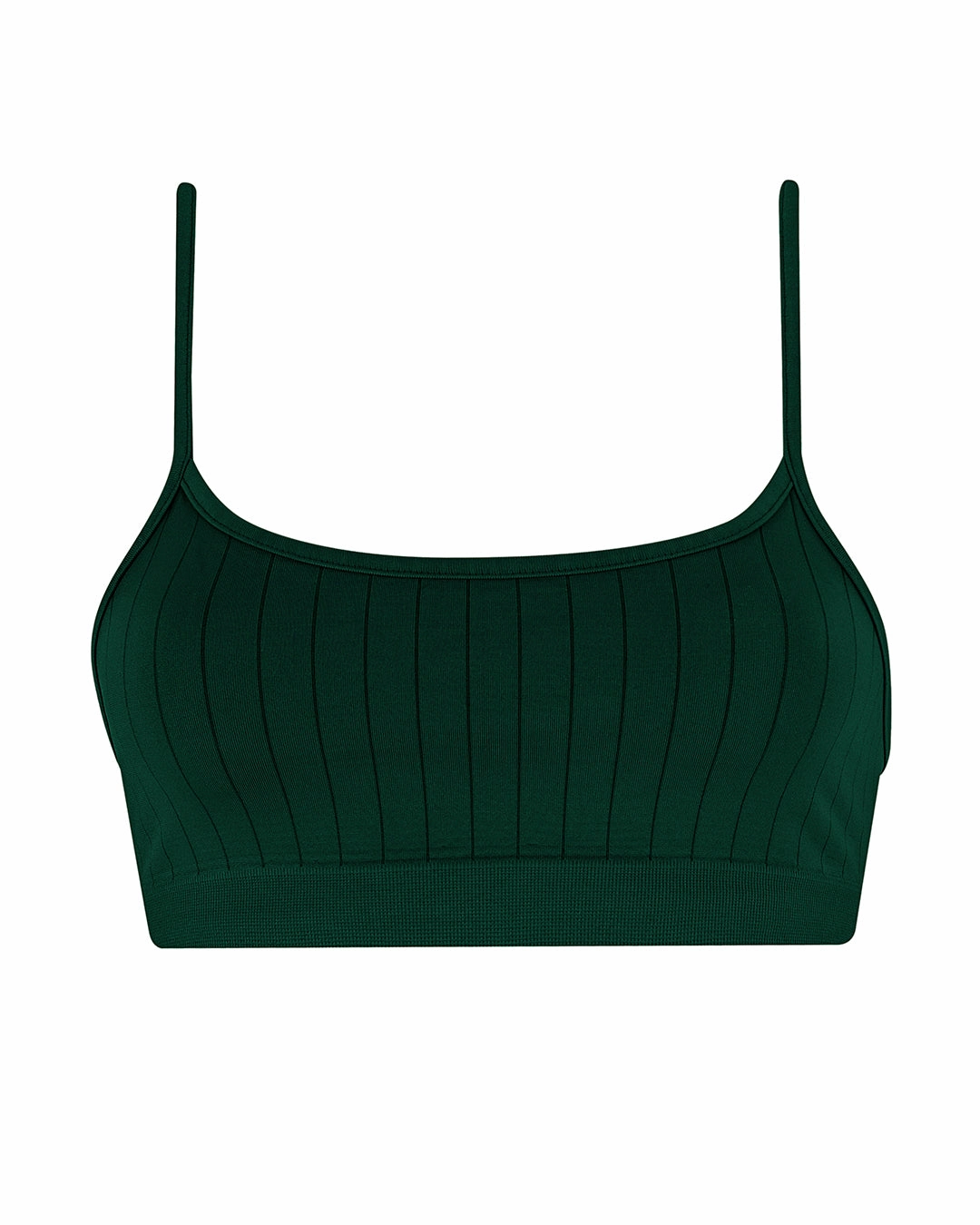 FLAT RIBBED SINCERE Bikini Bra Top | Dark Green