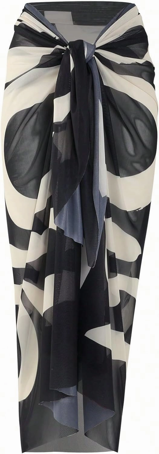 Floerns Women's Plus Size 3 Piece Bathing Suit One Shoulder Bikini Set with Cover Up