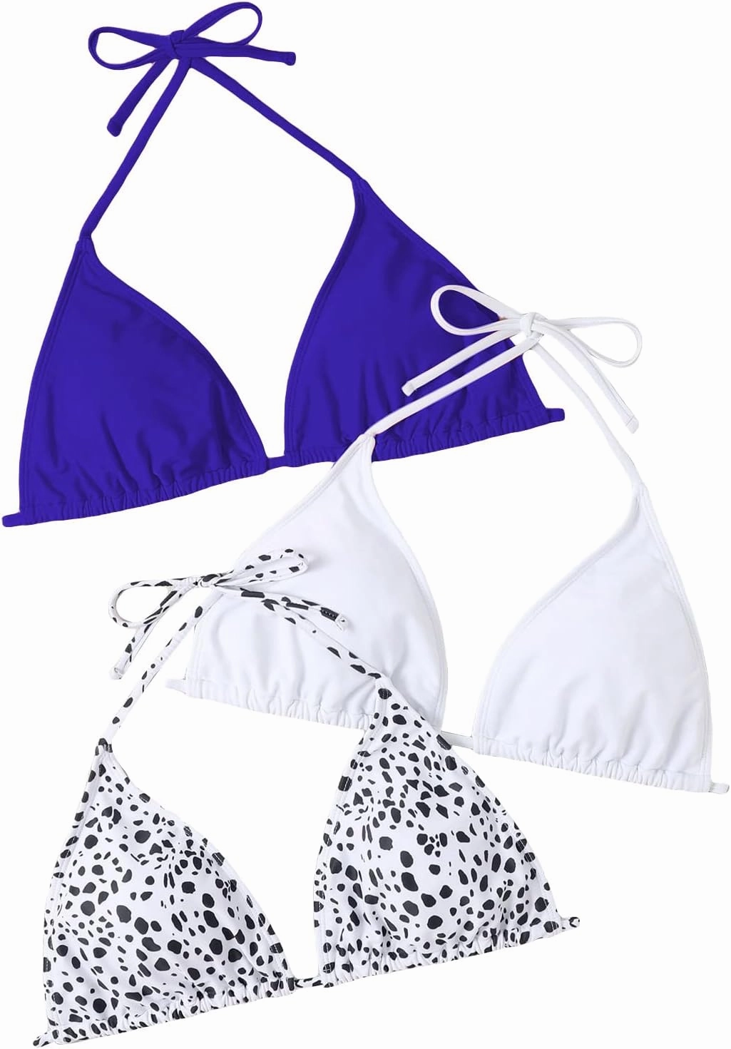 Floerns Women's Plus Size 3 Piece Halter Triangle Swimsuit Bikini Top Set