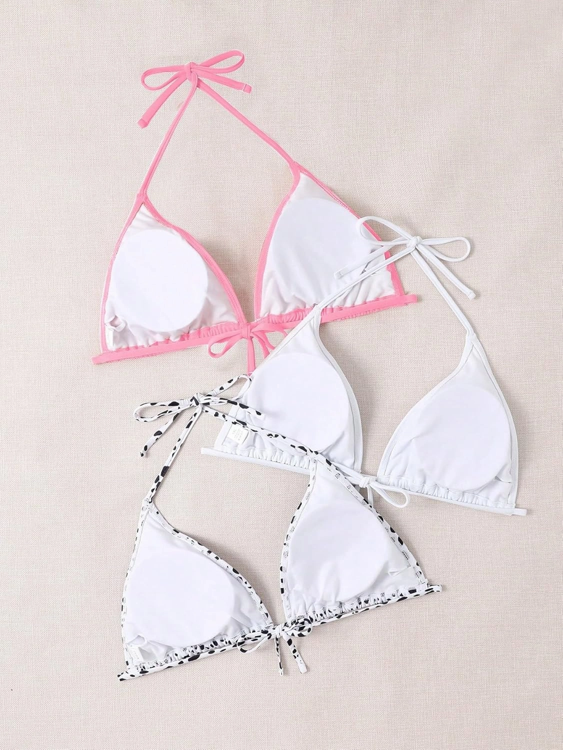 Floerns Women's Plus Size 3 Piece Halter Triangle Swimsuit Bikini Top Set