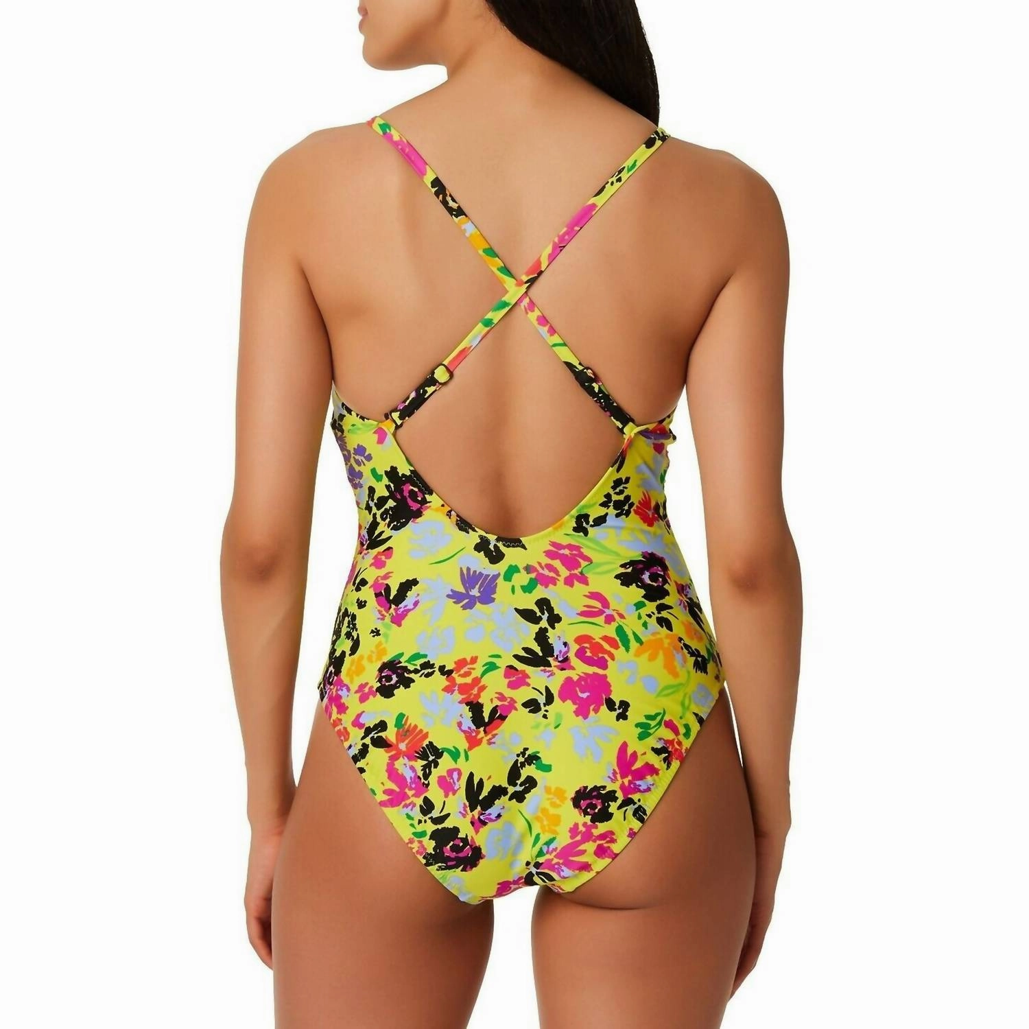 Floral Chic One Piece Swimsuit In Citron