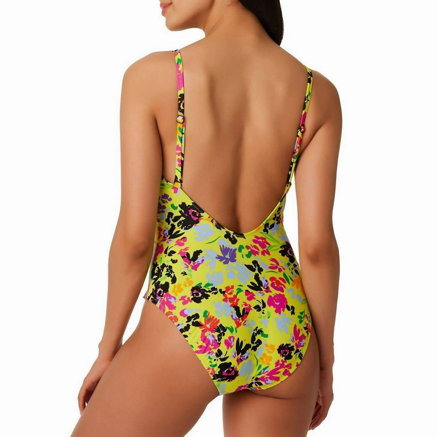 Floral Chic One Piece Swimsuit In Citron