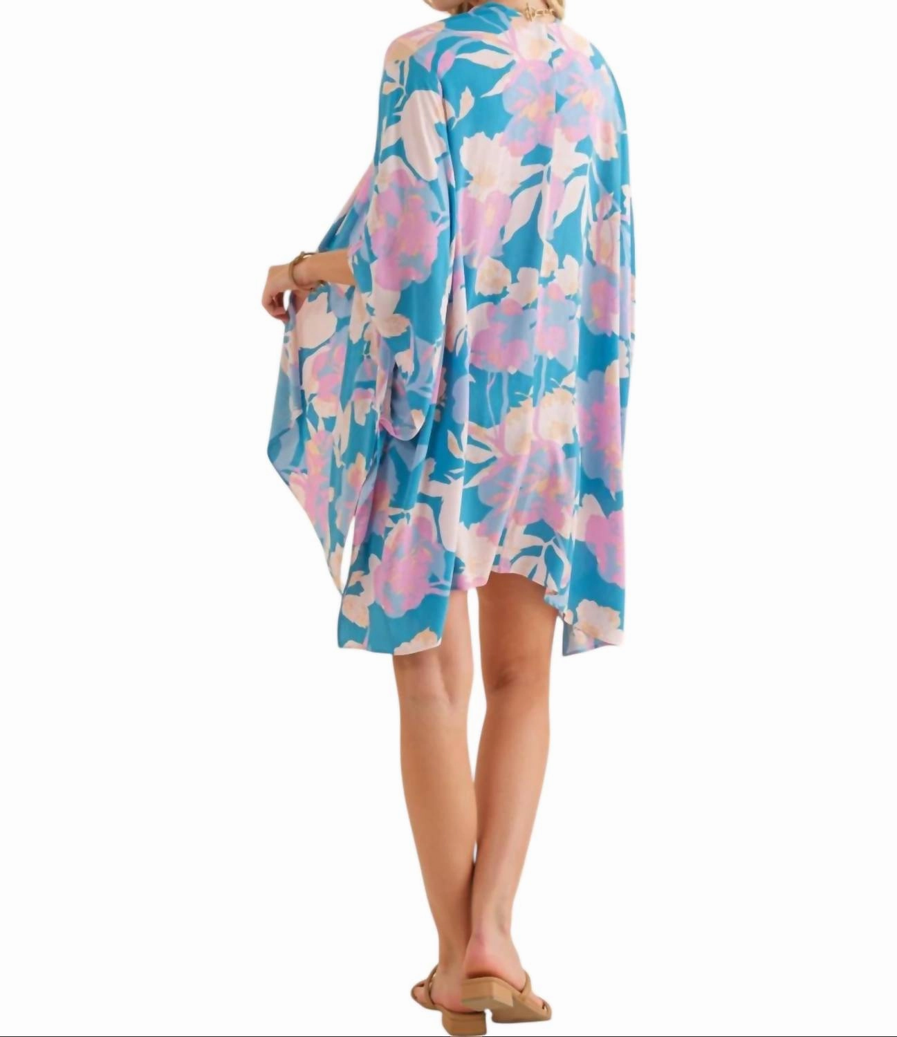 Floral Kimono In Blue