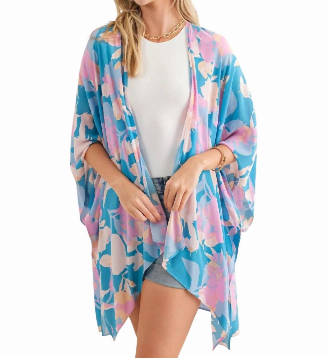 Floral Kimono In Blue