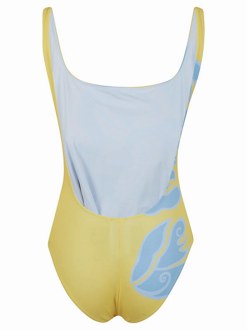 Floral Print One-Piece Swimsuit With Square Neckline