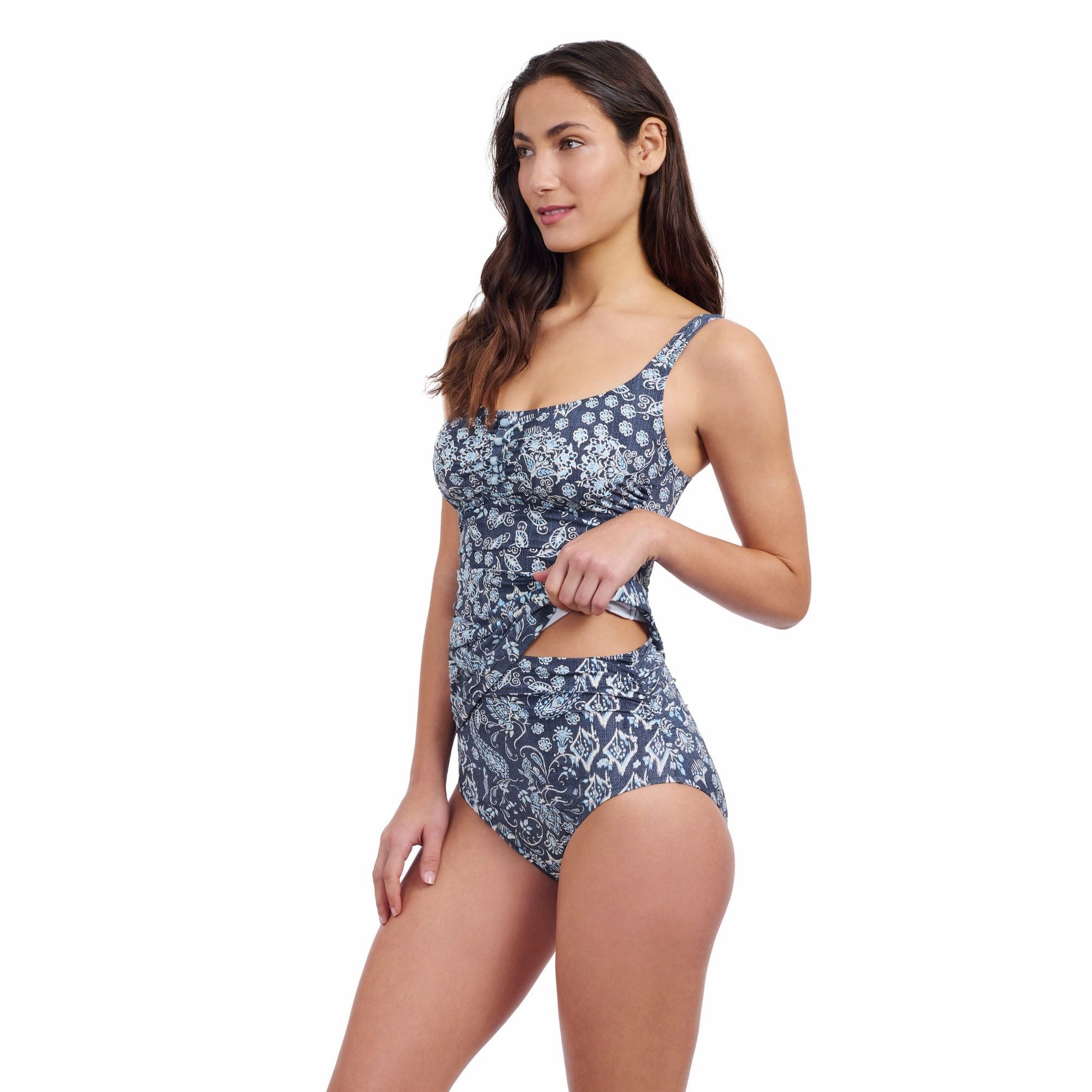 Flores D Cup Square Neck Tankini