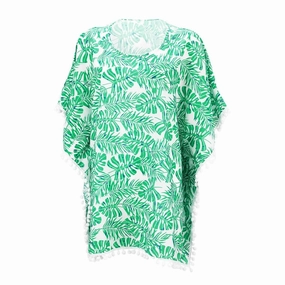 Frond Of Mine Tropical Pom Pom Cover Up In Green