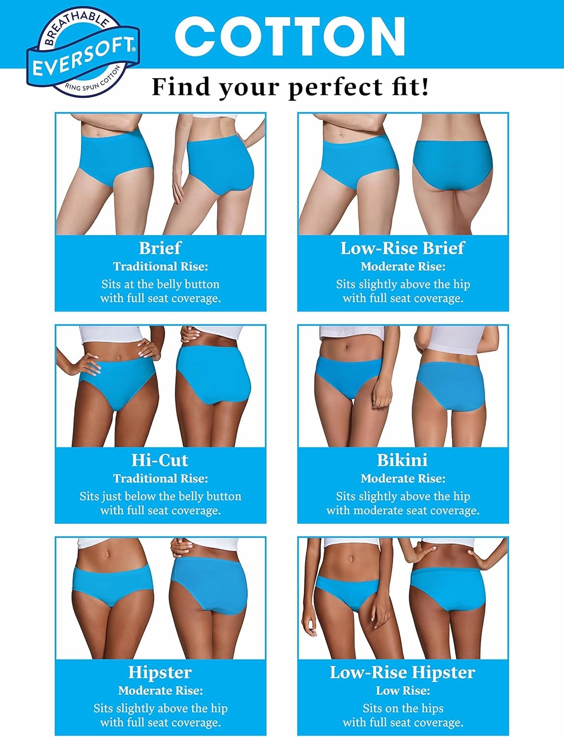 Fruit of the Loom Women's Eversoft Cotton Underwear Multipacks, Tag Free & Breathable, Available in Plus Size