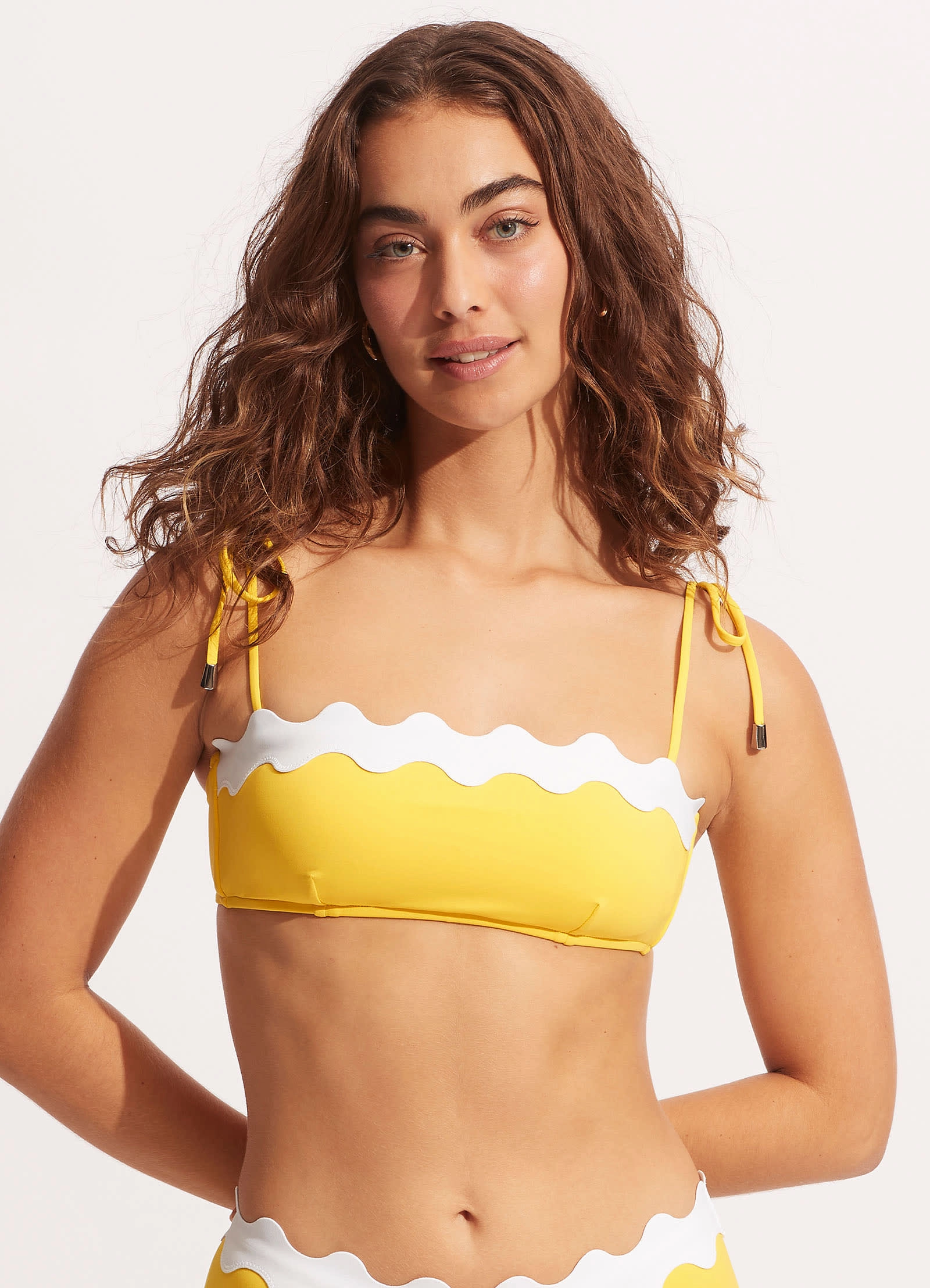Gia Ric Rac Bustier Bandeau Bikini Top - Citron