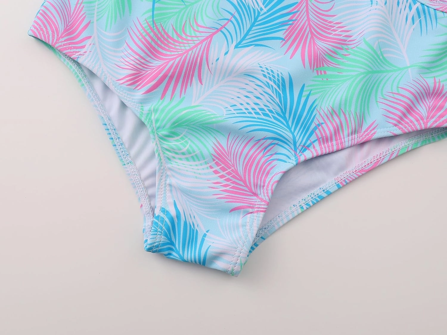 Girls One Piece Leopard Print Swimsuits - Bathing Suit with Adjustable Straps Palm Tree Print Swimwear Size 6X-16