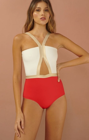Gold Detailing One Piece Swimsuit