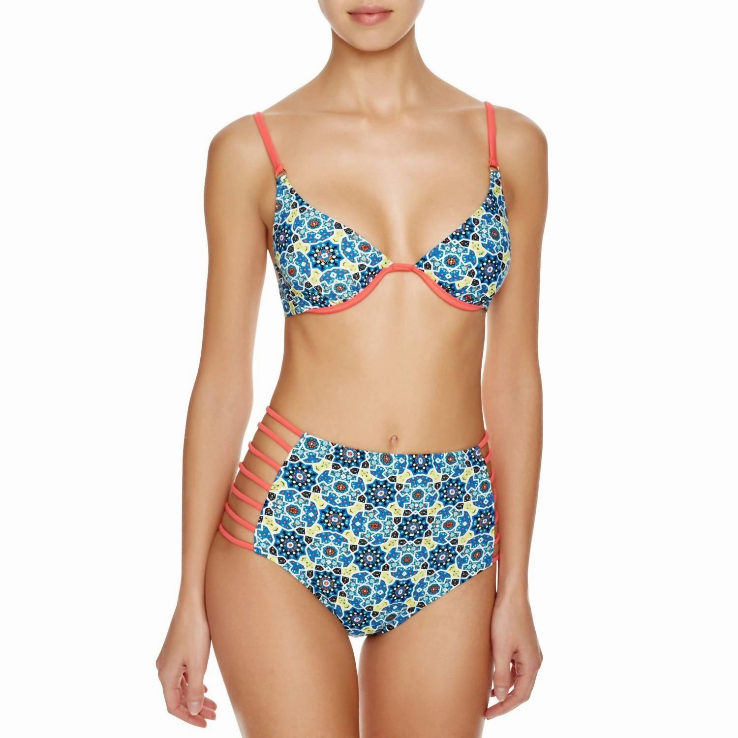 Gypsianna Geometric Triangle Cup Bikini Top In Multicolor