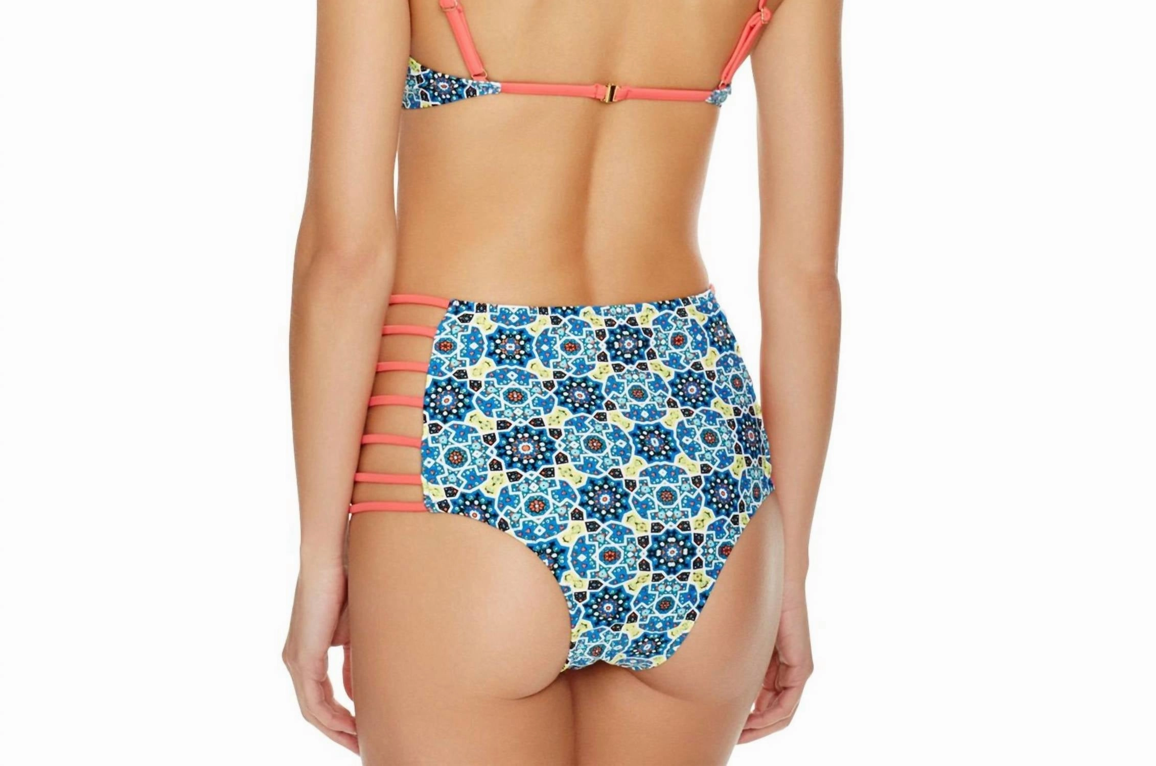 Gypsianna Geometric Triangle Cup Bikini Top In Multicolor