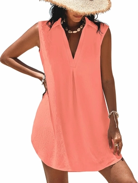 Halife Womens Sleeveless Swimsuit Coverup V Neck Bathing Suit Cover Ups Summer Swimwear Bikini Beach Cover Up Dress