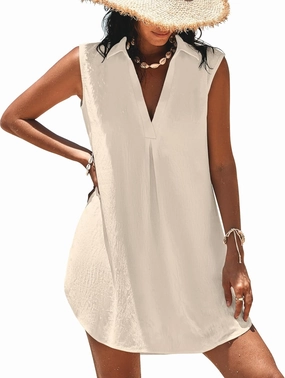 Halife Womens Sleeveless Swimsuit Coverup V Neck Bathing Suit Cover Ups Summer Swimwear Bikini Beach Cover Up Dress