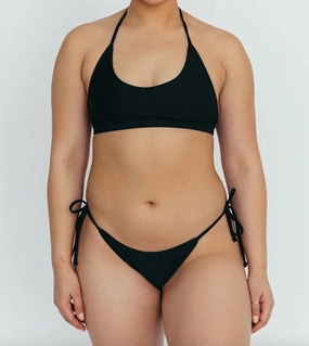 Halle Halter Swim Top In Black