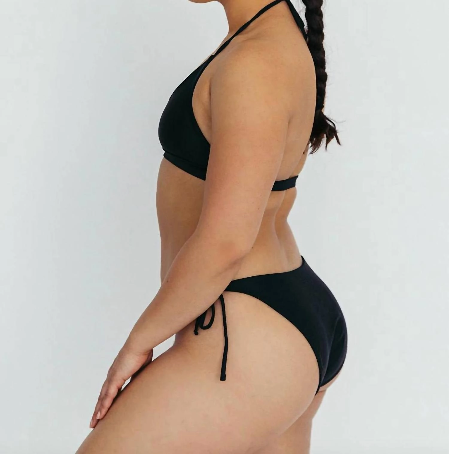 Halle Halter Swim Top In Black