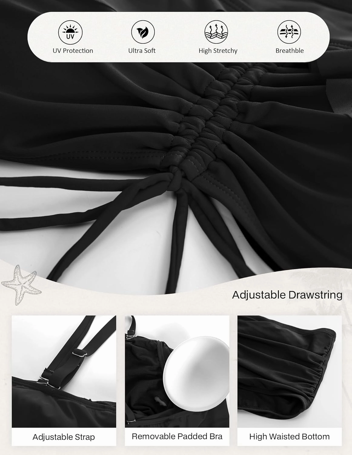 Hanna Nikole Plus-Size-Bikini Curvy Women Ruffle Drawstring Swimsuit 2 Piece Bathing Suit Ruched High Waisted Beach Vacation