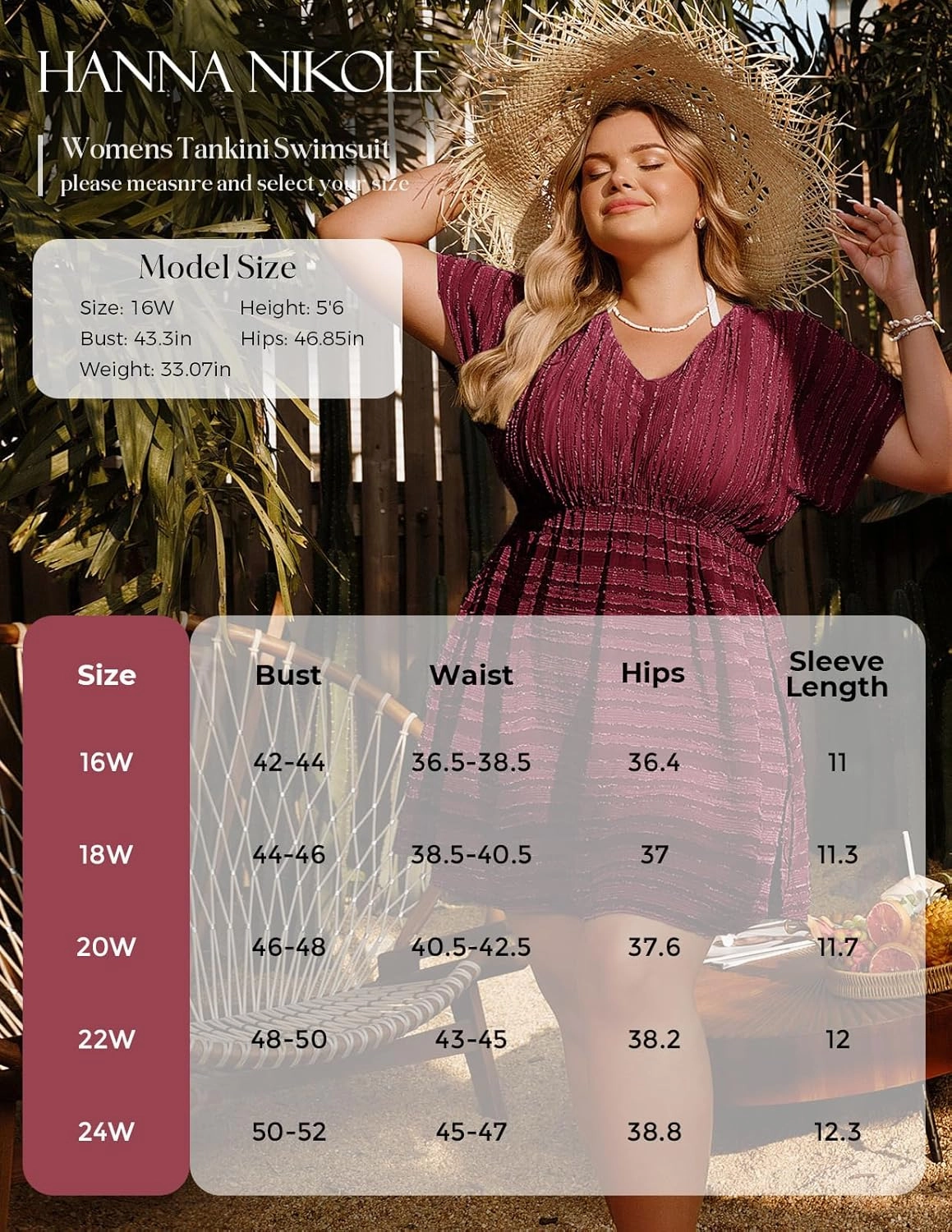 Hanna Nikole Plus Size Swimsuit Cover Ups for Women Side Slit Womens Bathing Suit Cover Ups Elastic Waist Beach Wear