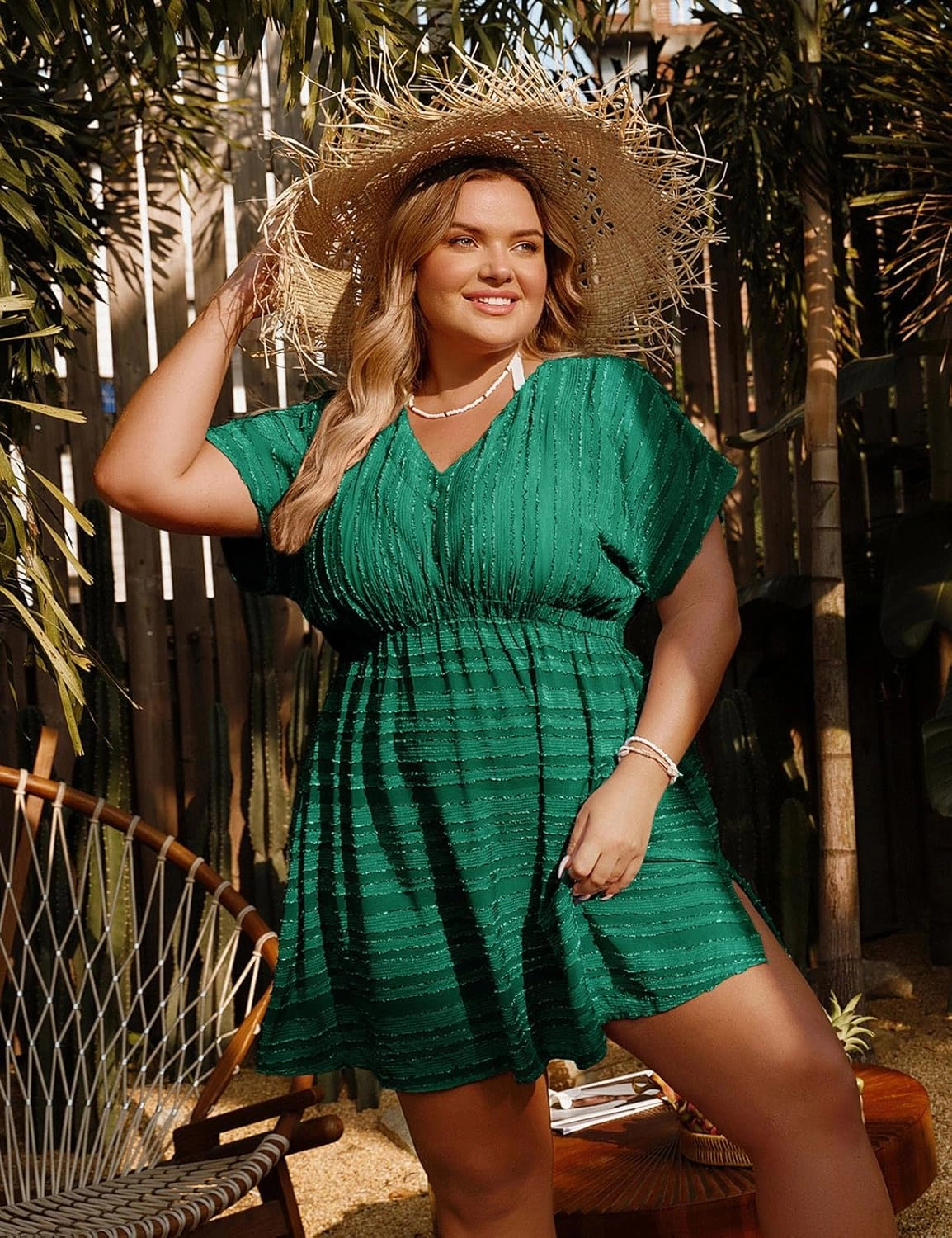 Hanna Nikole Plus Size Swimsuit Cover Ups for Women Side Slit Womens Bathing Suit Cover Ups Elastic Waist Beach Wear