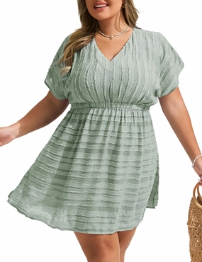 Hanna Nikole Plus Size Swimsuit Cover Ups for Women Side Slit Womens Bathing Suit Cover Ups Elastic Waist Beach Wear