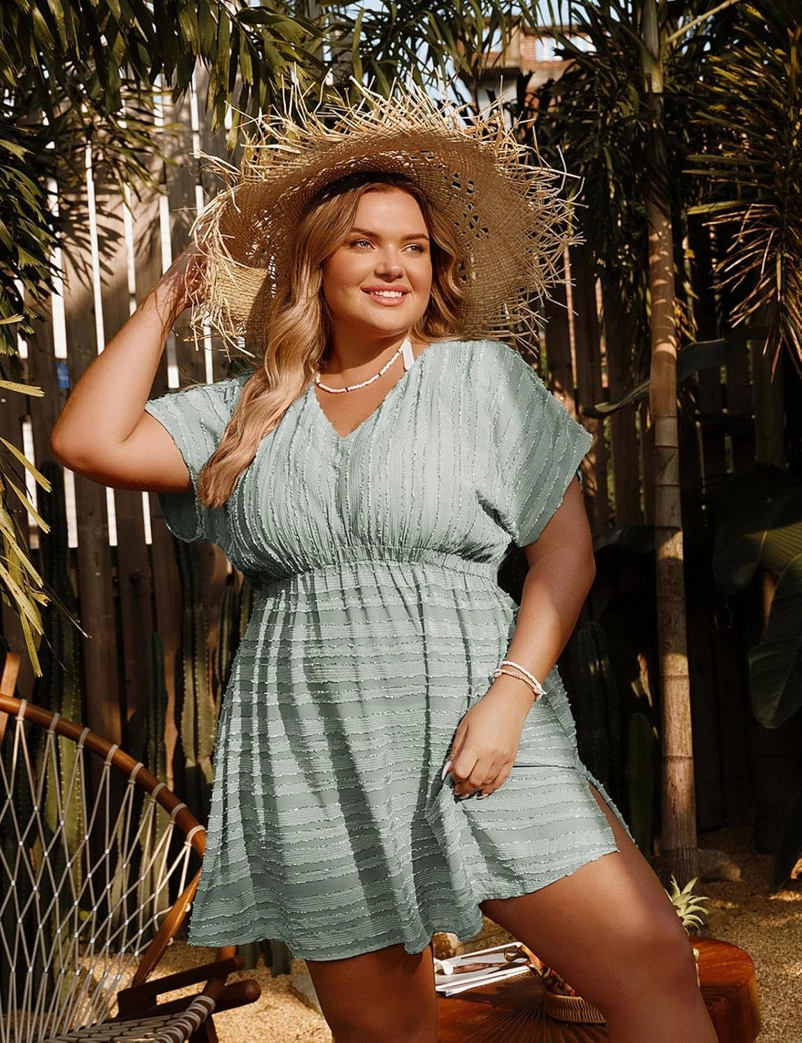 Hanna Nikole Plus Size Swimsuit Cover Ups for Women Side Slit Womens Bathing Suit Cover Ups Elastic Waist Beach Wear