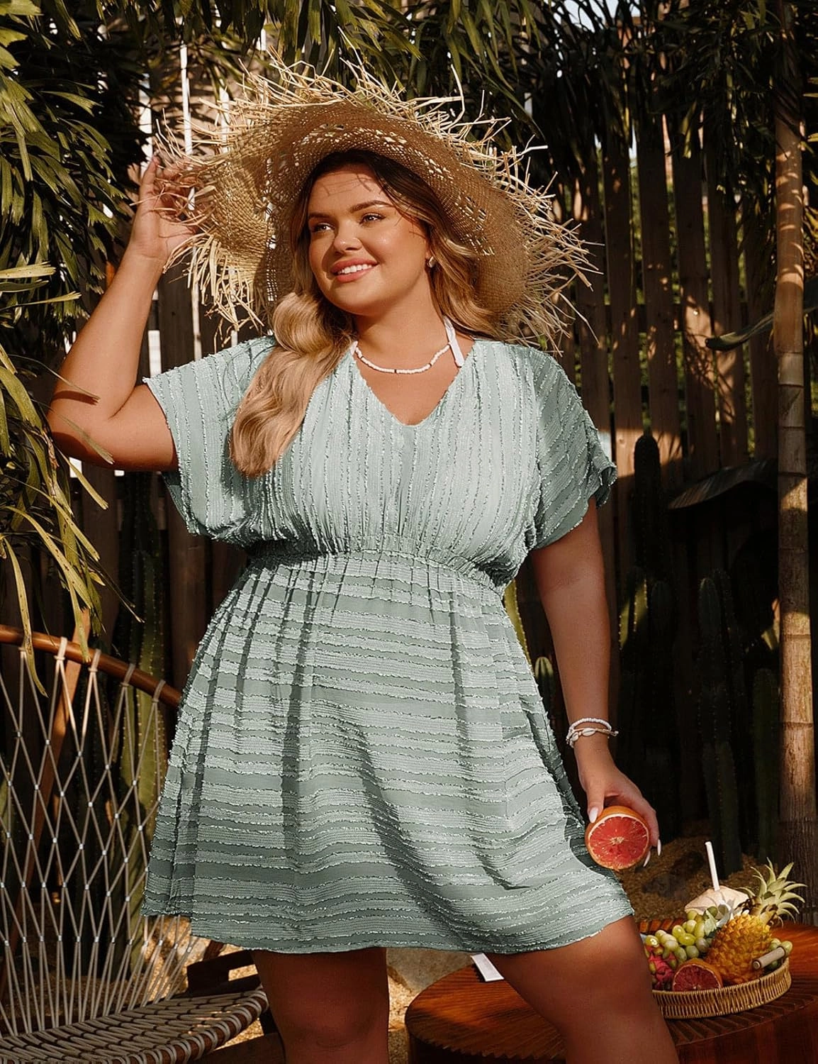 Hanna Nikole Plus Size Swimsuit Cover Ups for Women Side Slit Womens Bathing Suit Cover Ups Elastic Waist Beach Wear