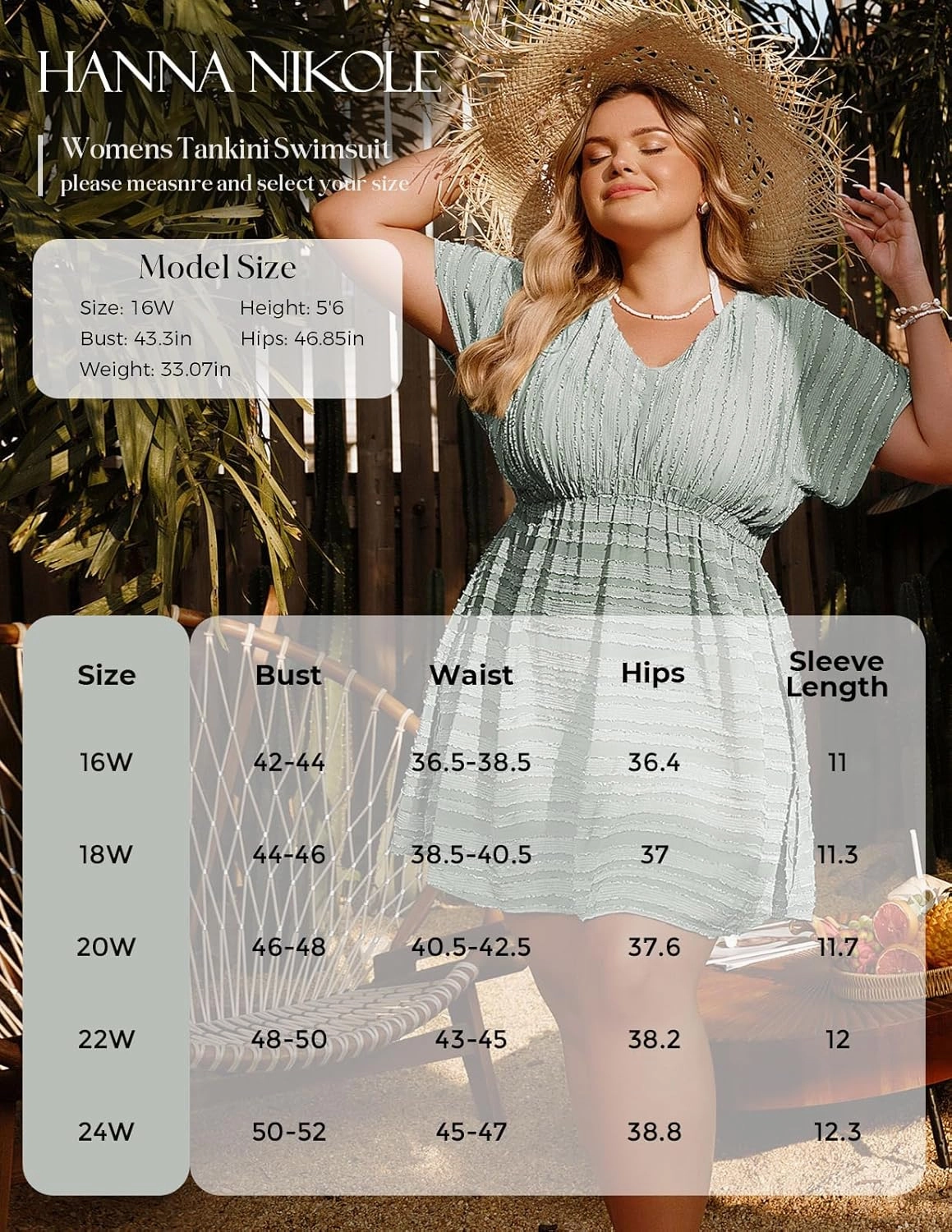 Hanna Nikole Plus Size Swimsuit Cover Ups for Women Side Slit Womens Bathing Suit Cover Ups Elastic Waist Beach Wear