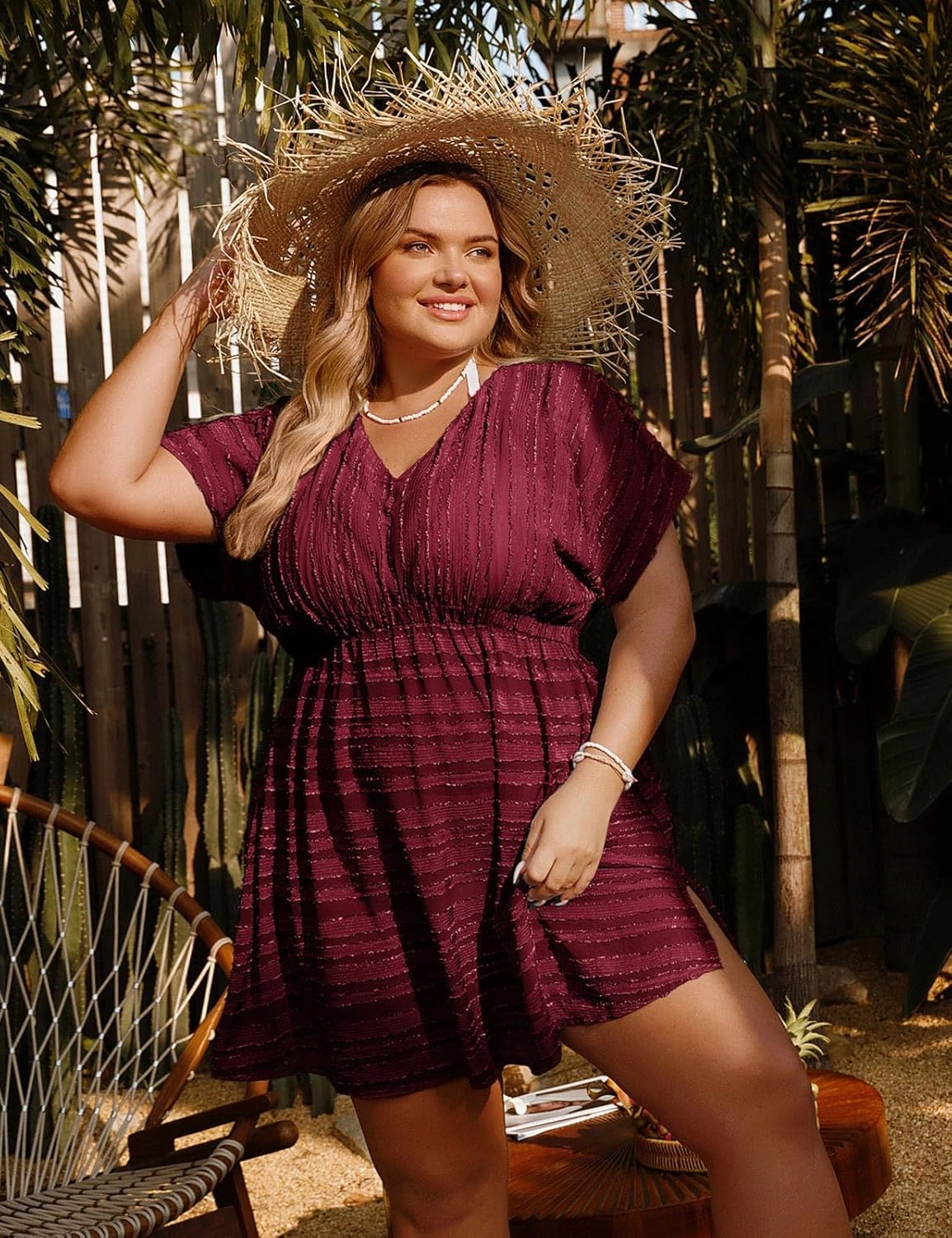 Hanna Nikole Plus Size Swimsuit Cover Ups for Women Side Slit Womens Bathing Suit Cover Ups Elastic Waist Beach Wear