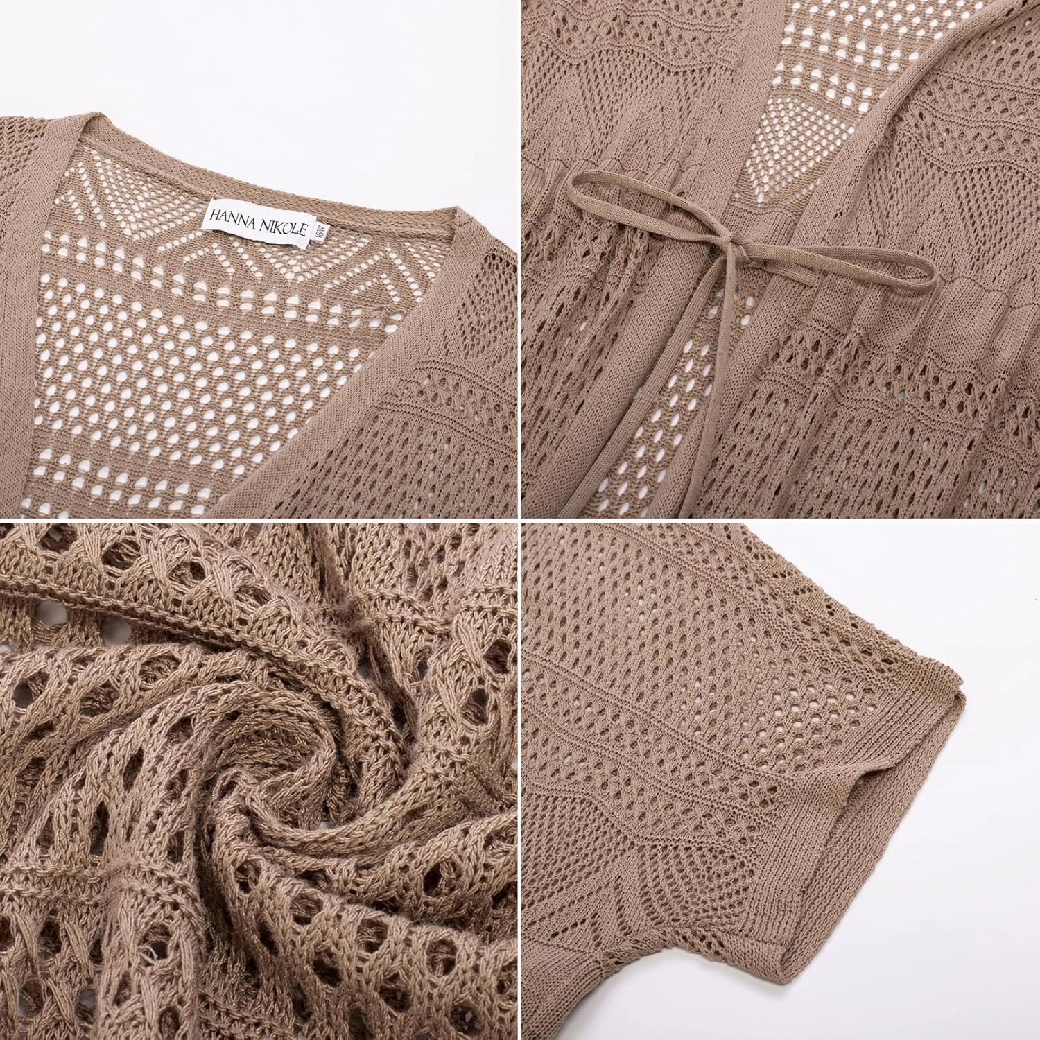 Hanna Nikole Women Plus Size Long Cover-ups for Swimwear Open Front Tie Beach Kimono Cardigan Flowy Beachwear